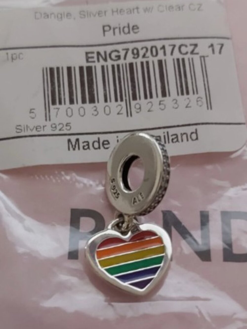 AUTH PANDORA SS *NORTH AMERICA EXCLUSIVE* Pride Dangle Charm 792017CZ_E029